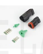 Deutsch DT3-1-CAT 3 Way DT Series CAT Spec Connector Kit with Green Band Contacts